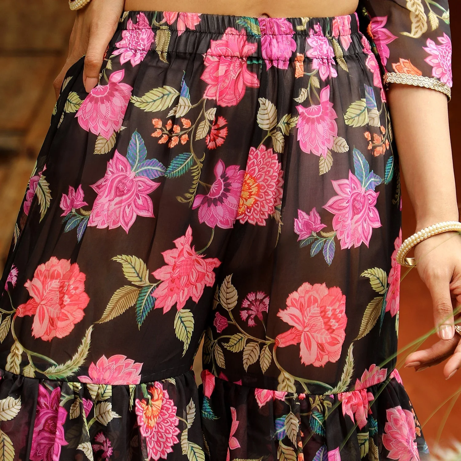 Floral Kurti And Sharara Set - Image 8