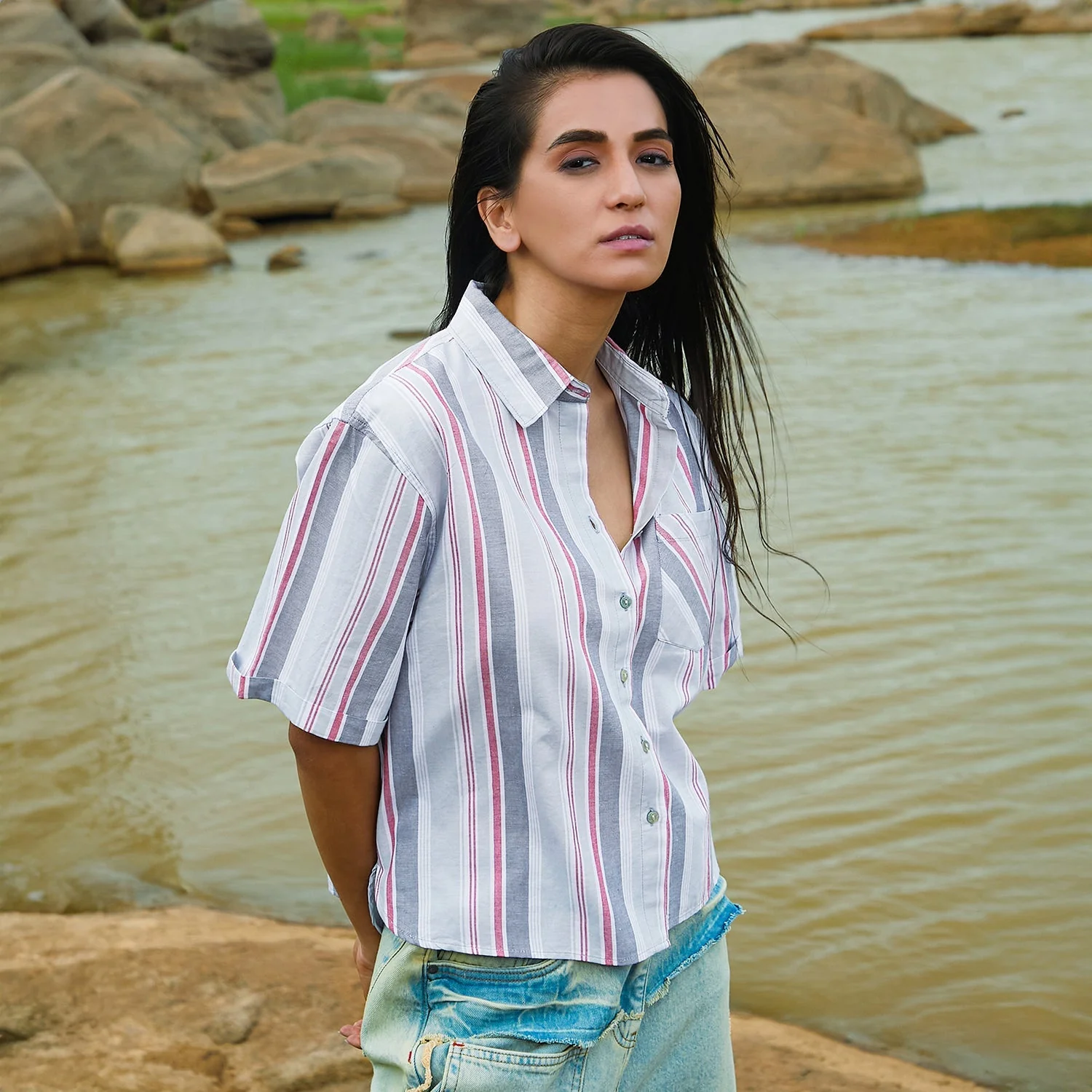 Striped Boxy Shirt - Image 3