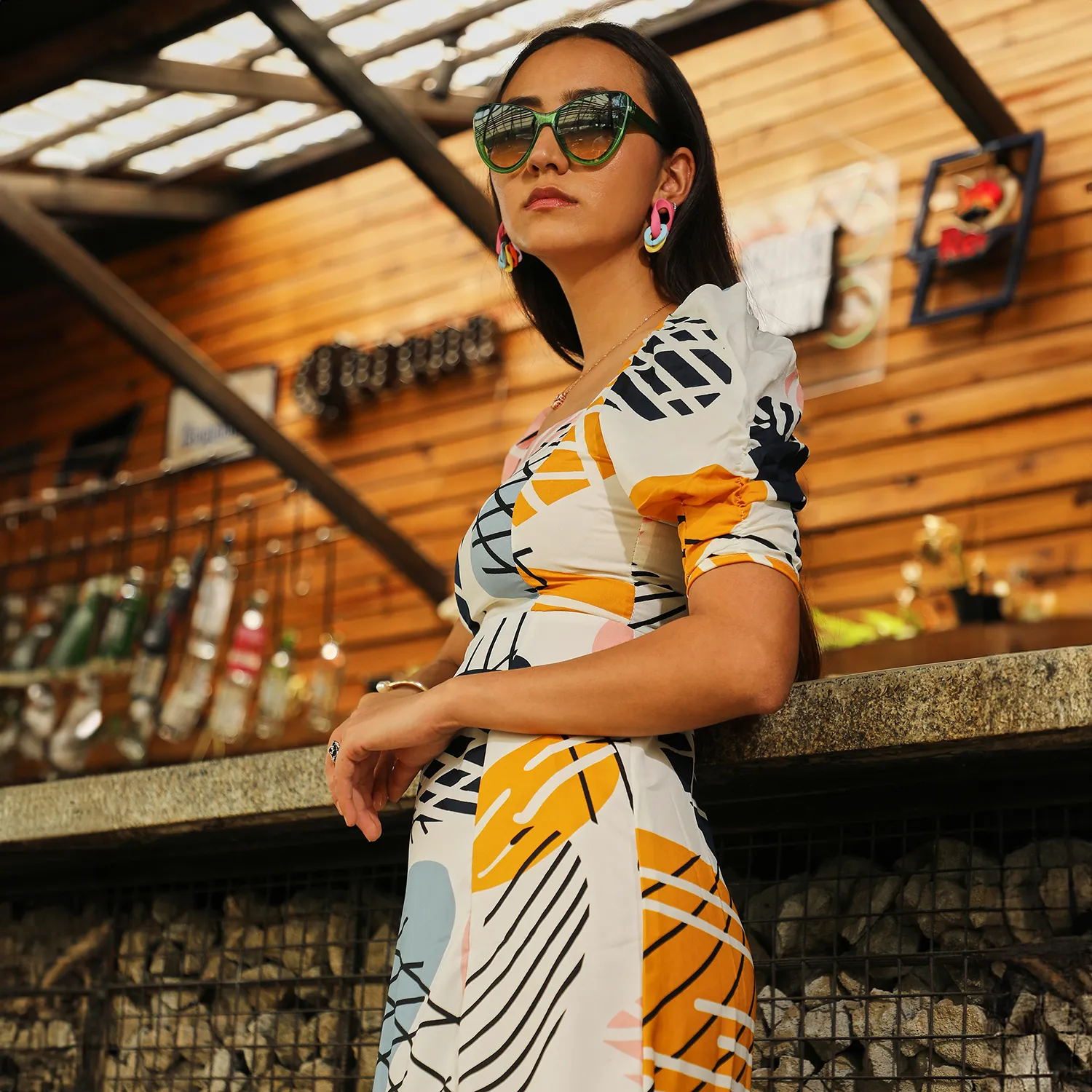 Contrast Foliage Dress - Image 5