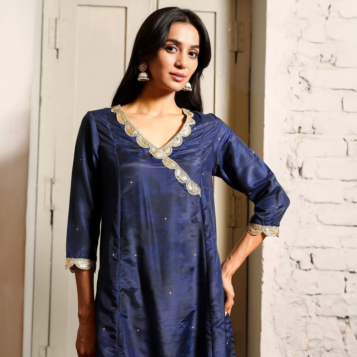 Botanical Block Kurta With Trousers & Dupatta - Image 6