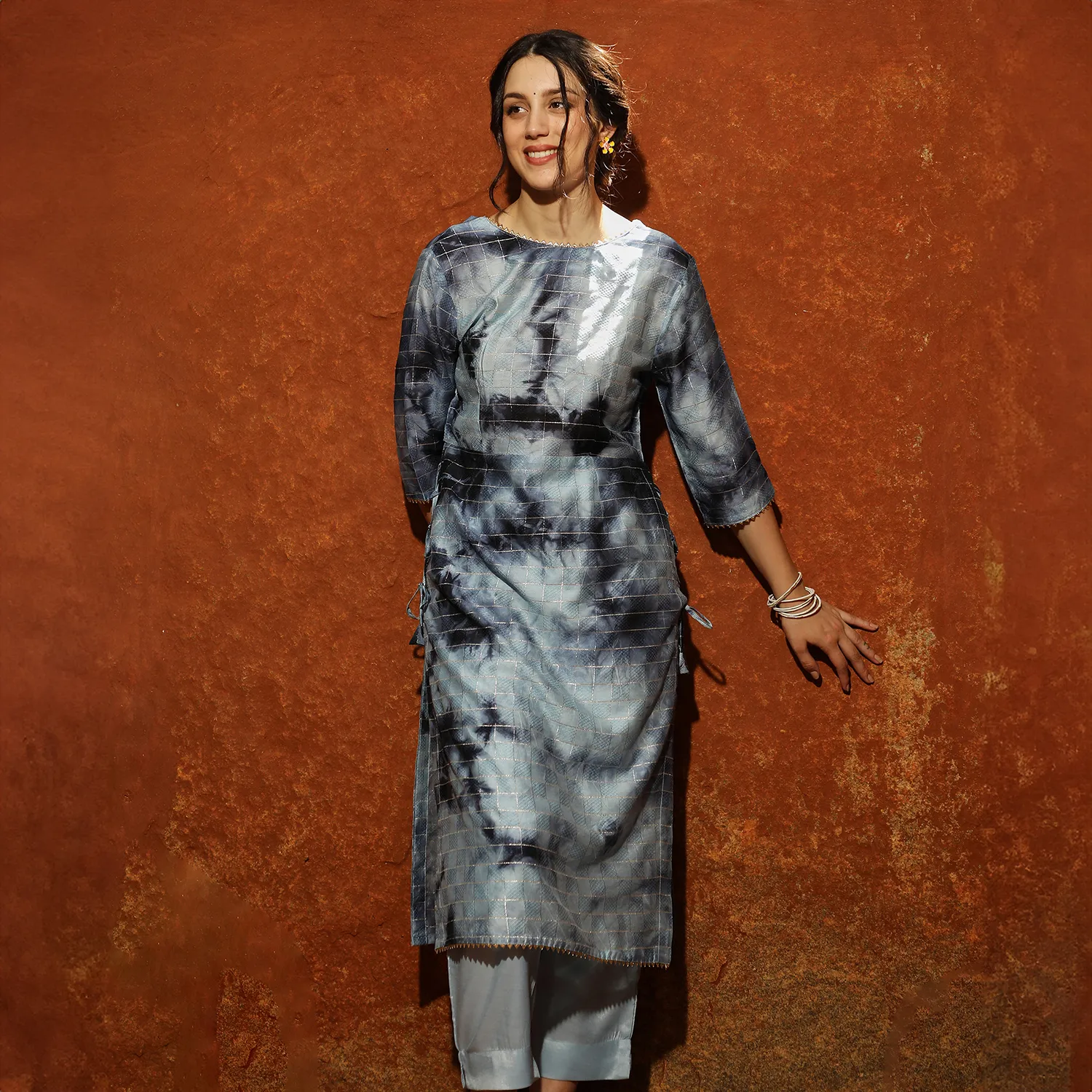 Tie-Dye Kurta With Trousers - Image 3