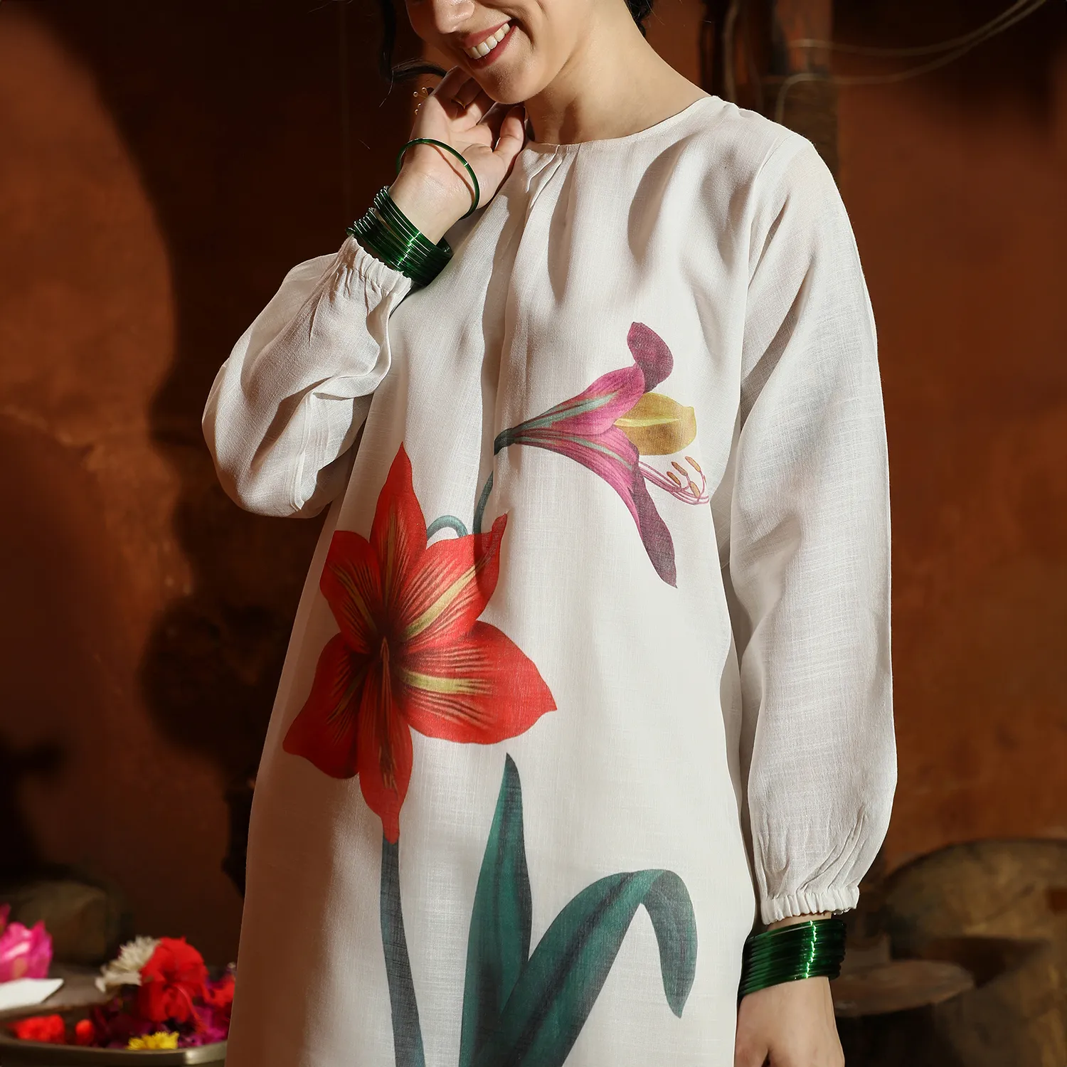 Amaryllis Flora Kurti With Trousers - Image 12
