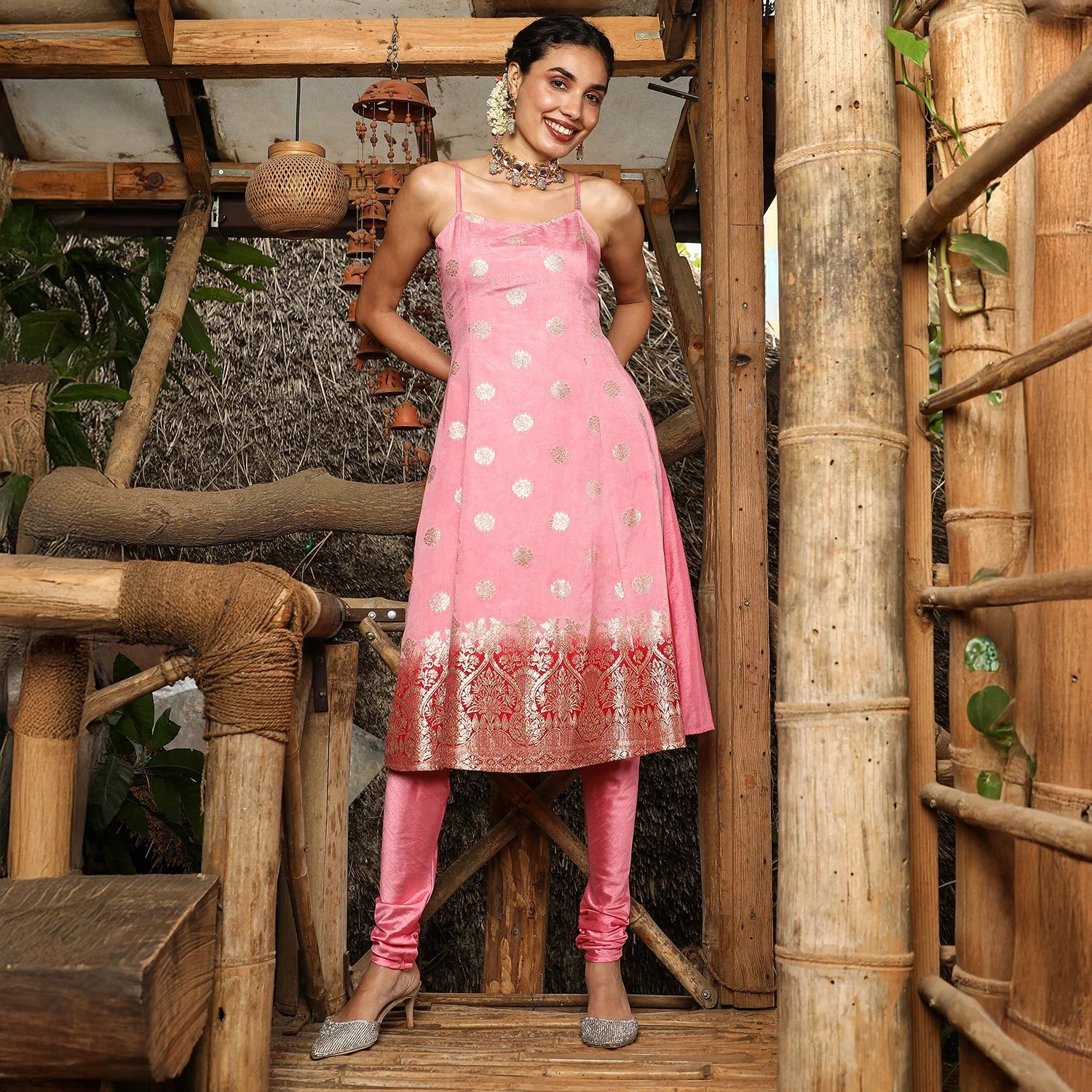 Floral Zari Anarkali Set - Image 5