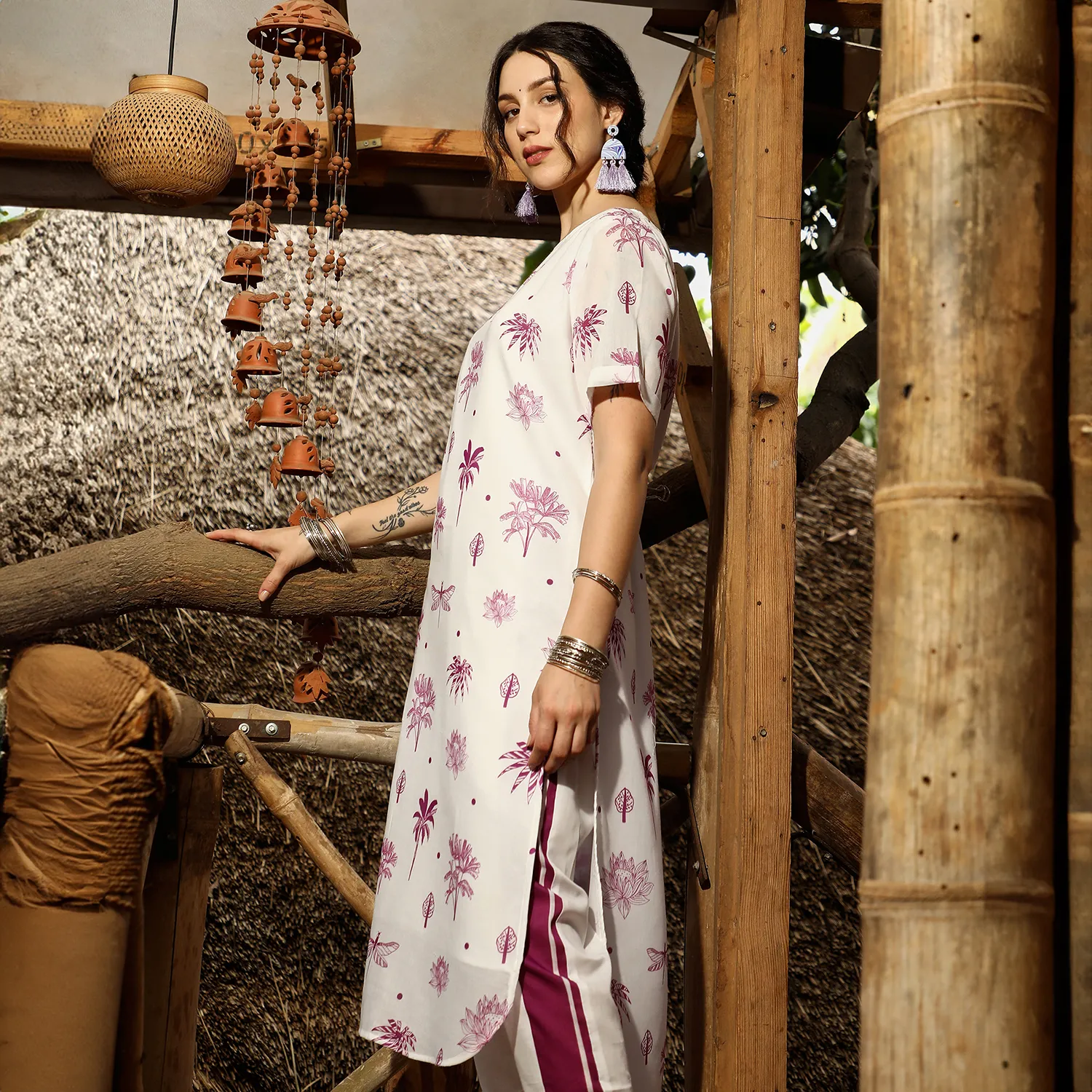 Dragonfly Palm Kurta With Trousers - Image 6