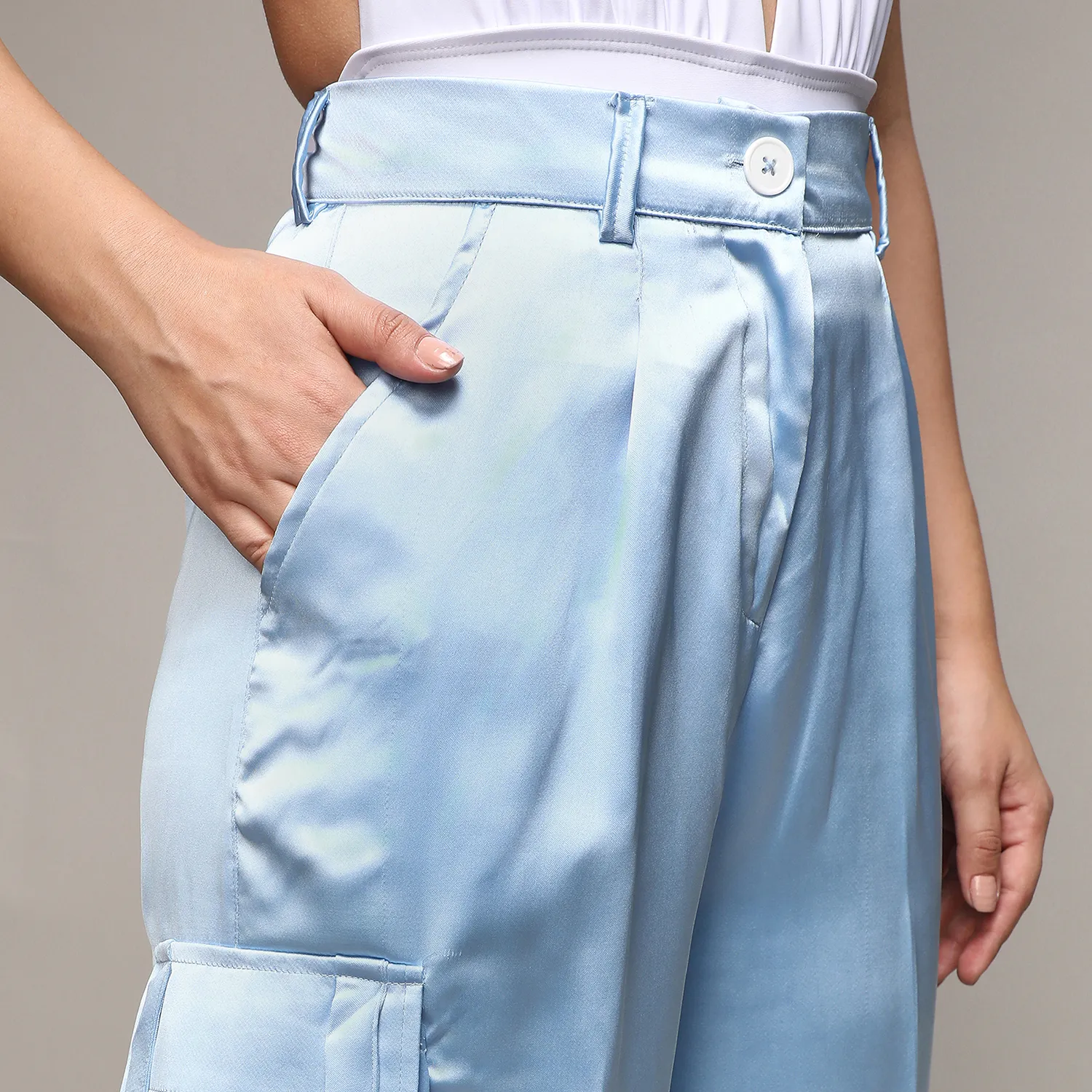 Boxy Satin Trousers - Image 6