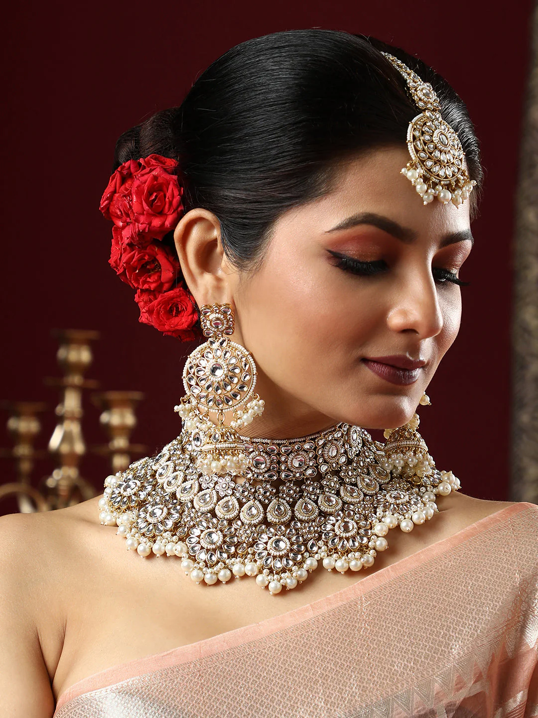 The Mehrunissa Jewellery Set - Crystal Silver-SOHNCK2151 - Image 7
