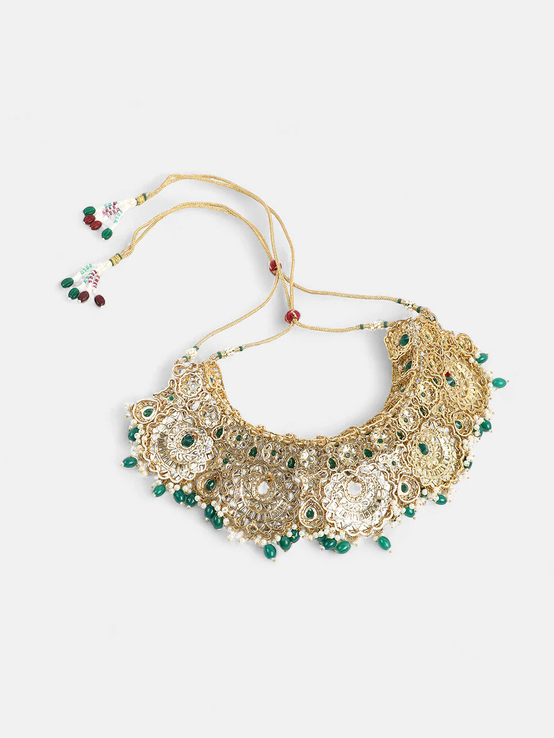 The Mumtaz Jewellery Set - Emerald Green-SOHNCK1255 - Image 12